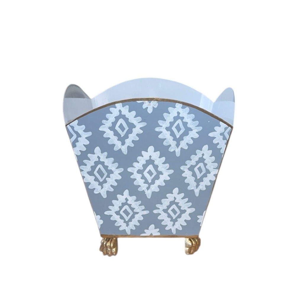 NEW Dana Gibson Grey & White Geometric Block Print‎ Pattern Cachepot - Picture 6 of 7